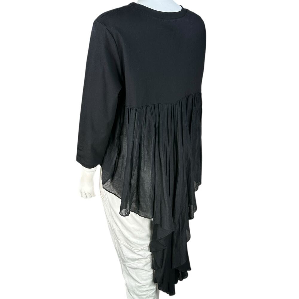 CQ by CQ Top Shirt Womens Large Flowy Asymmetrical Hem Artsy Lagenlook Gauze